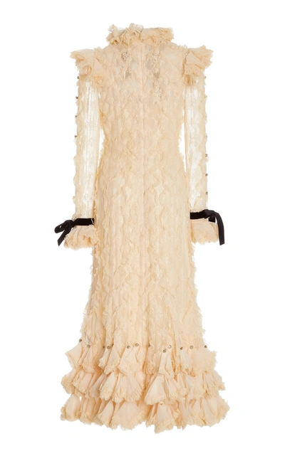 Shop Zimmermann Lucky Ruffled Cotton-blend Lace Maxi Dress In White