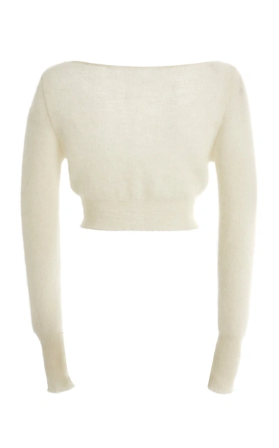 Shop Jacquemus Women's Alzou Cropped Mohair-blend Cardigan In White