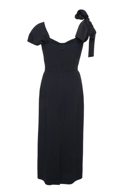 Shop Prada Tie-detailed Satin-crepe Midi Dress In Black