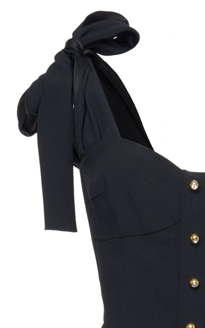 Shop Prada Tie-detailed Satin-crepe Midi Dress In Black