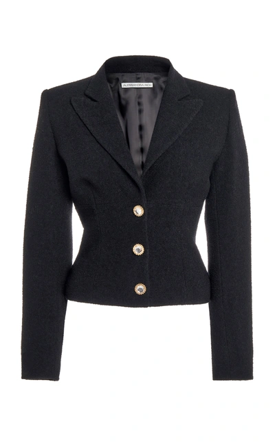 Shop Alessandra Rich Women's Button-detailed Tweed Single-breasted Blazer In Black