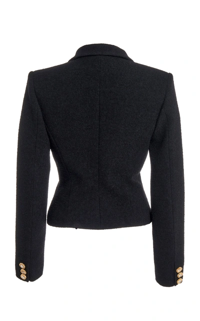 Shop Alessandra Rich Women's Button-detailed Tweed Single-breasted Blazer In Black