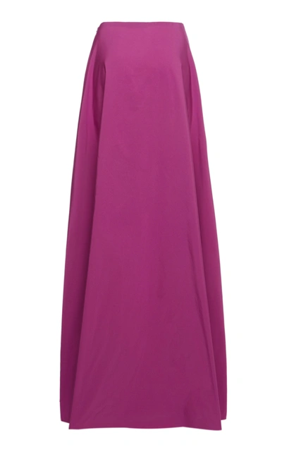 Shop Valentino Pleated Cotton-blend Faille Maxi Skirt In Purple