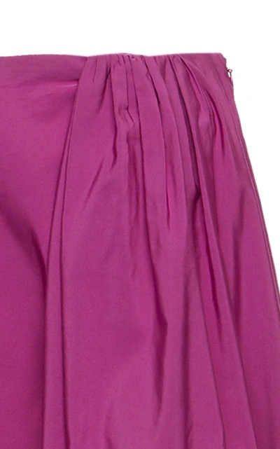 Shop Valentino Pleated Cotton-blend Faille Maxi Skirt In Purple