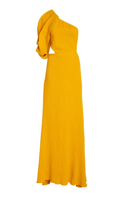 Shop Johanna Ortiz Women's Shimmering Blush Removable Sleeve Crepe Dress In Yellow
