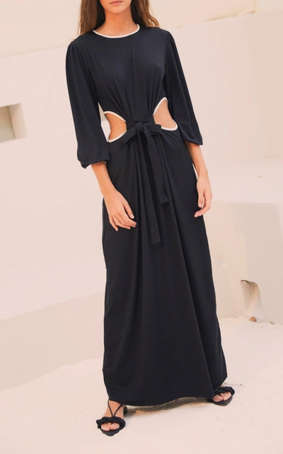 Shop Johanna Ortiz Straight To The Moon Cutout Jersey Maxi Dress In Black