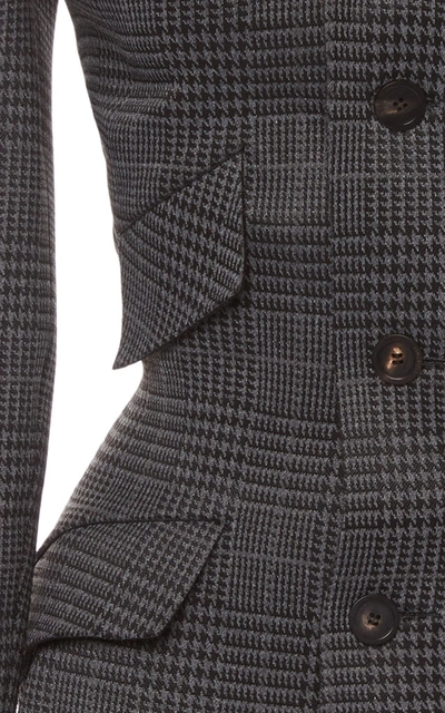 Shop Balenciaga Waist-trainer Prince Of Wales Checked Jersey Blazer In Grey