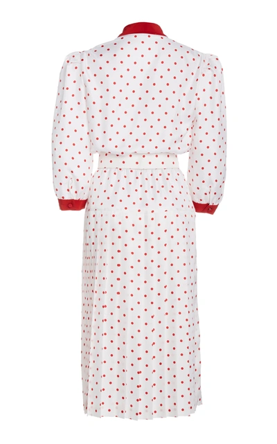 Shop Rodarte Women's Belted Polka-dot Silk Midi Dress In Red