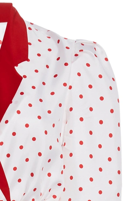 Shop Rodarte Women's Belted Polka-dot Silk Midi Dress In Red