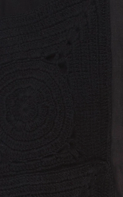 Shop Albus Lumen Women's Sar Crochet-knit Detailed Linen Top In Black