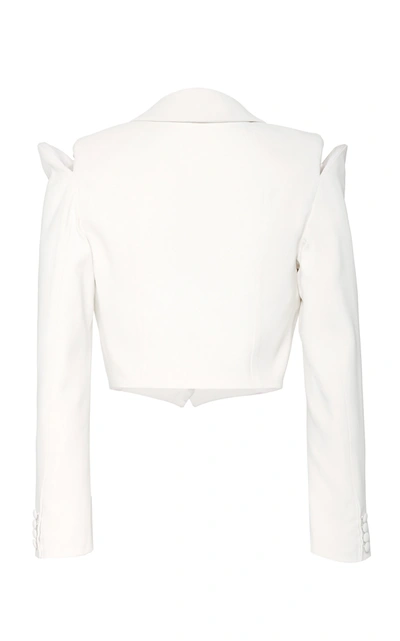 Shop Monot Cropped Crepe Blazer In White