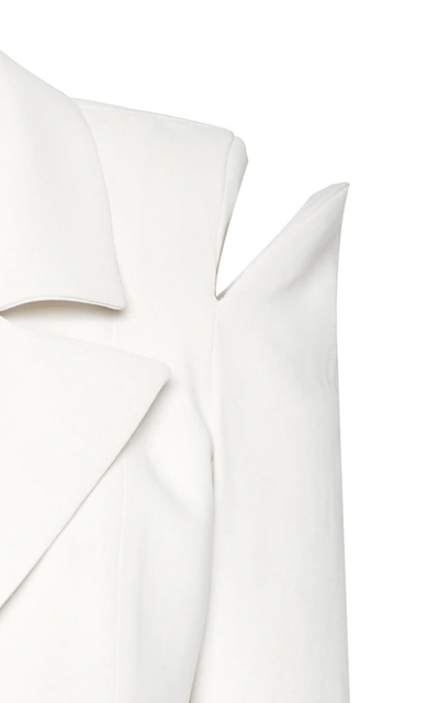 Shop Monot Cropped Crepe Blazer In White