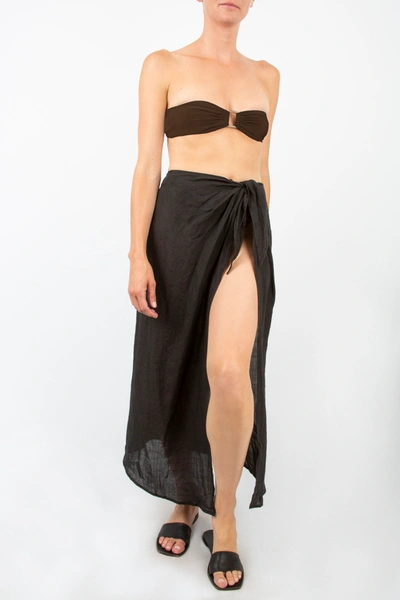 Shop Anemone Ramie Wrap Maxi Skirt In Black
