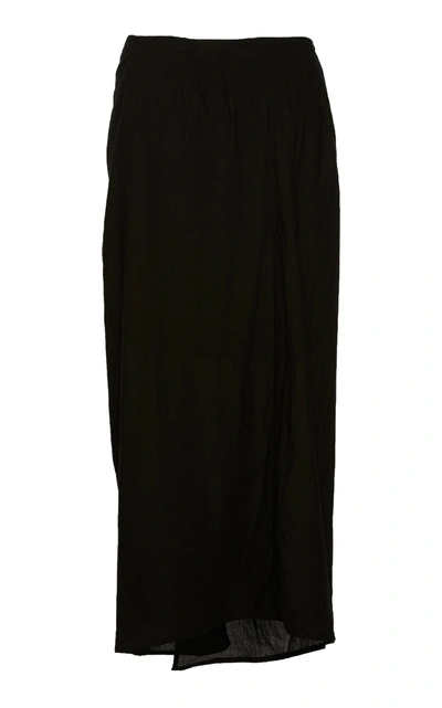 Shop Anemone Ramie Wrap Maxi Skirt In Black