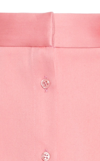 Shop Brandon Maxwell Satin-trimmed Paneled Cotton Mini Shorts In Pink