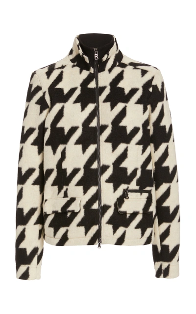 Shop Bogner Women's Robyn Houndstooth Fleece Jacket In White