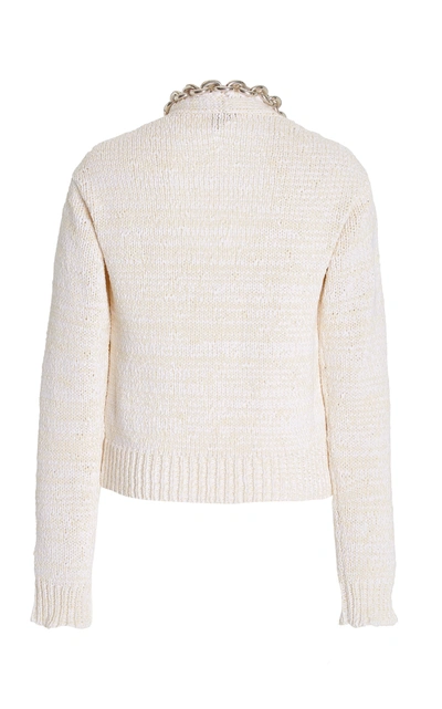 Shop Bottega Veneta Chain-detailed Cotton-blend Knit Top In White