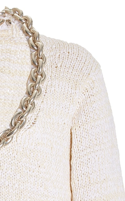 Shop Bottega Veneta Chain-detailed Cotton-blend Knit Top In White