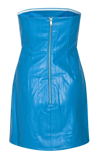 Shop Rotate Birger Christensen Women's Herla Strapless Faux Leather Mini Dress In Blue