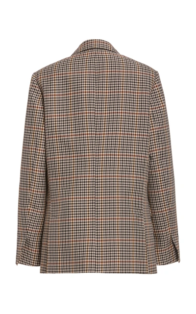 Shop Victoria Victoria Beckham Checked Wool-blend Double-breasted Blazer In Print