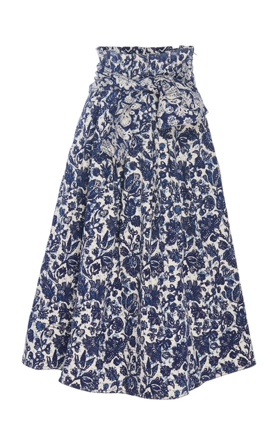 Shop Ulla Johnson Virgil Stretch Denim A-line Skirt In Floral