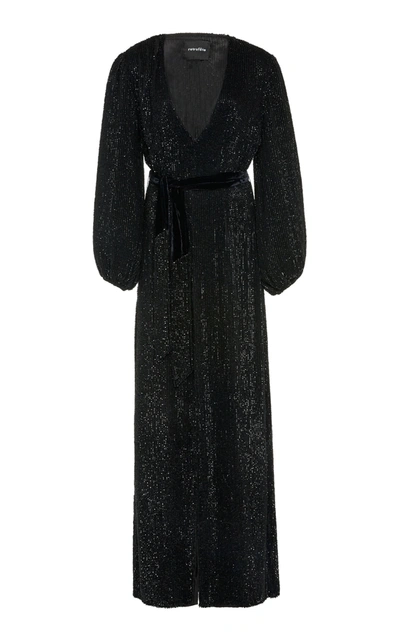 Shop Retroféte Margarita Sequined Maxi Dress In Black