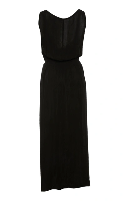 Shop Anemone Asymmetric Tie-front Washed-georgette Wrap Dress In Black