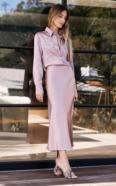 Shop Sablyn Women's Miranda Silk Maxi Skirt In Pink,grey