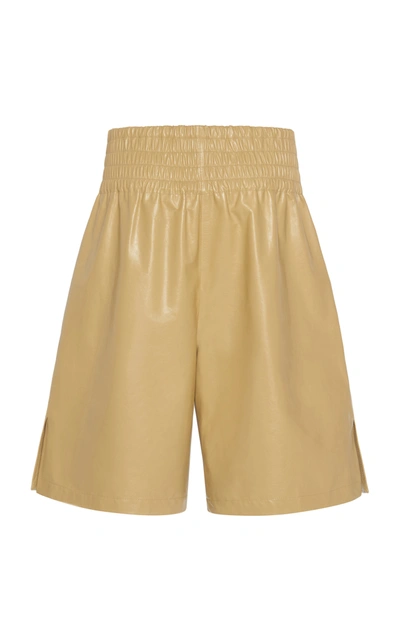 Shop Bottega Veneta Leather Shorts In Yellow