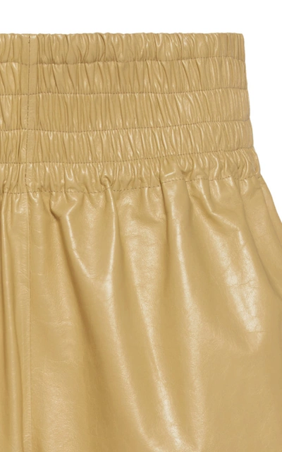 Shop Bottega Veneta Leather Shorts In Yellow