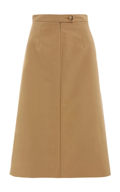 Shop Rejina Pyo Hazel Pleated Cotton Midi Skirt In Brown