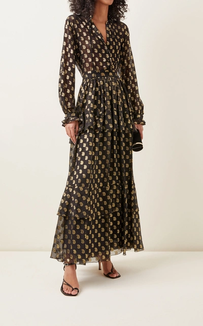 Shop Etro Women's Metallic Embroidered Silk-organza Maxi Skirt In Black