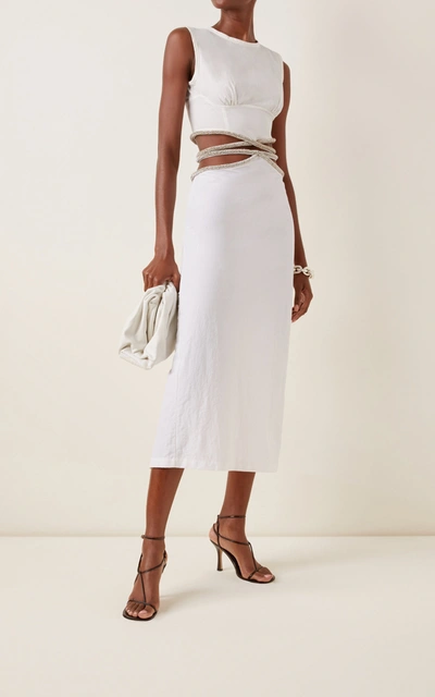 Shop Christopher Esber Women's Contoured Crystal-embellished Nylon Skirt In White,black