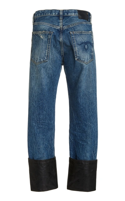 Shop R13 Women's Axl Leather-cuff High-rise Straight-leg Jeans In Medium Wash
