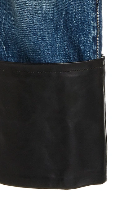 Shop R13 Women's Axl Leather-cuff High-rise Straight-leg Jeans In Medium Wash