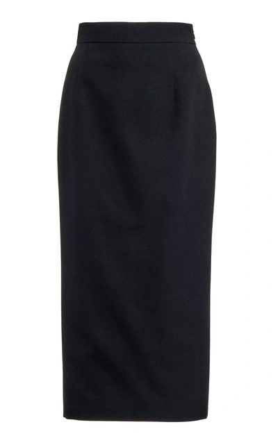 Shop Alessandra Rich Wool-blend Midi Pencil Skirt In Black