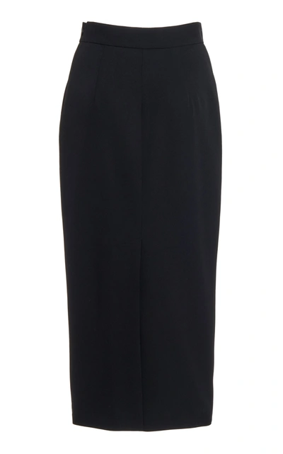 Shop Alessandra Rich Wool-blend Midi Pencil Skirt In Black