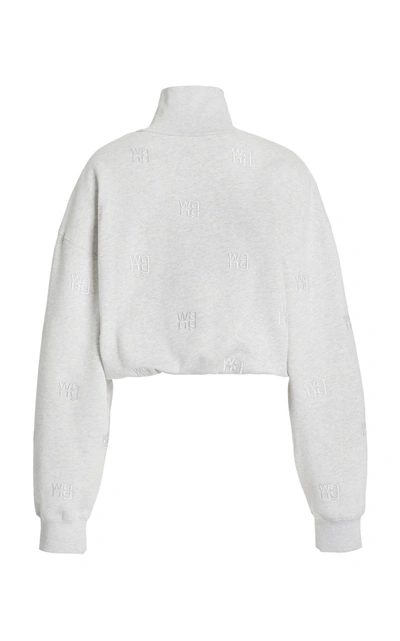 Shop Alexander Wang Women's Embroidered Cotton-knit Turtleneck Sweater In Grey