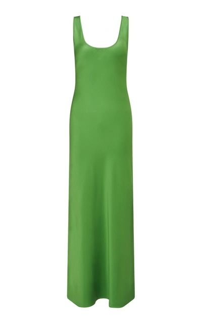 Shop Galvan Valetta Satin Dress In Green