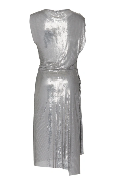 Shop Rabanne Women's Draped Metallic Midi Dress In Silver