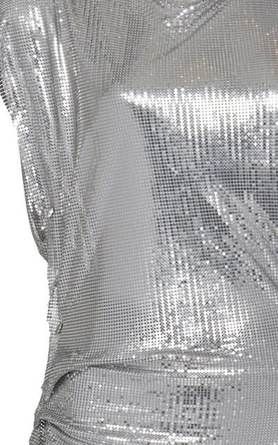 Shop Rabanne Women's Draped Metallic Midi Dress In Silver