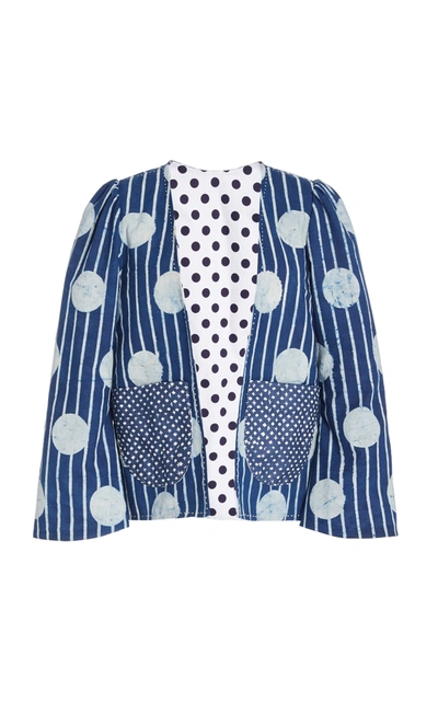 Shop Alix Of Bohemia Momo Striped Cotton Jacket In Blue