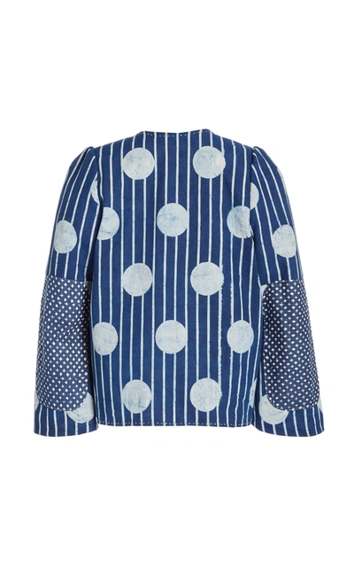 Shop Alix Of Bohemia Momo Striped Cotton Jacket In Blue