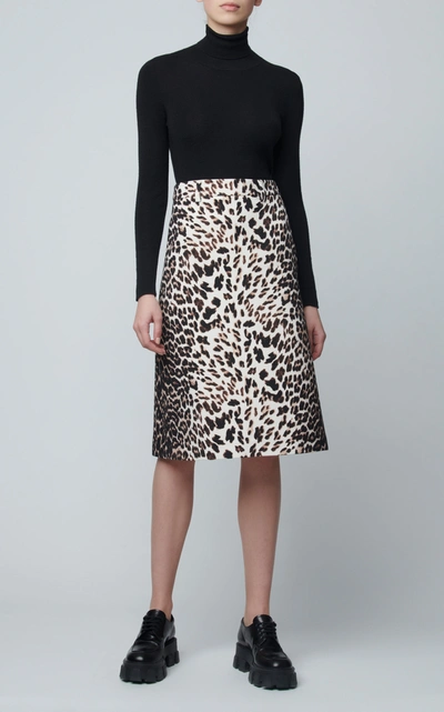 Shop Prada Women's Printed Wool Skirt In Animal