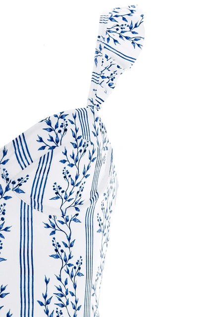 Shop Agua By Agua Bendita Women's Ajonjoli Ruffled Grosellas-print One-piece Swimsuit In Blue