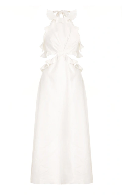 Shop Zimmermann Women's The Lovestruck Linen Midi Dress In White