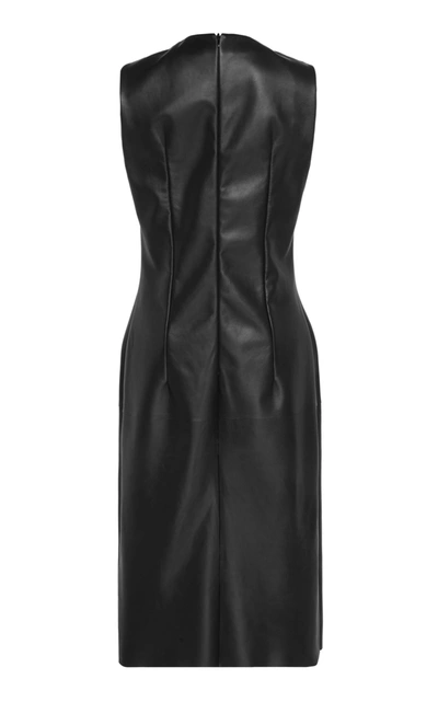 Shop Bottega Veneta Leather Midi Dress In Black