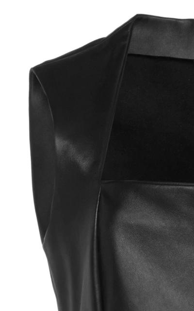 Shop Bottega Veneta Leather Midi Dress In Black