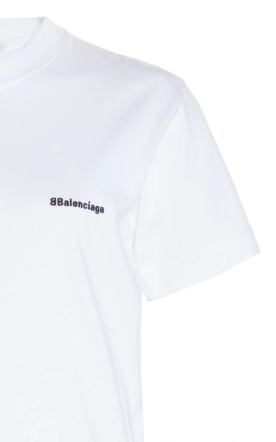 Shop Balenciaga Women's Logo-embroidered Cotton Tee In White