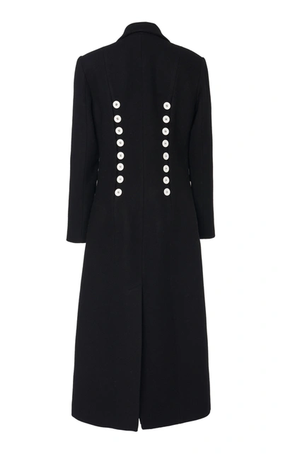 Shop Materiel Long Button Wool Coat In Black